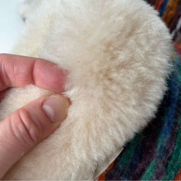 BIOTIME Shearling Fur Juarez Southwestern Multicolour Wool Cozy Slide Slipper 9 - Picture 11 of 16